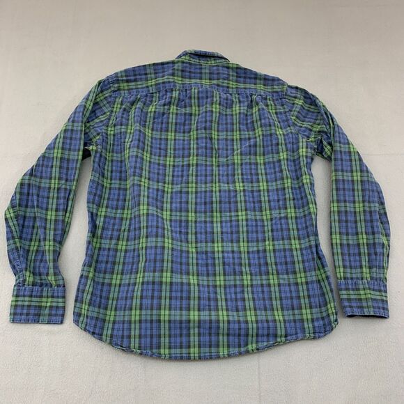 J. Crew Button Down Shirt Mens Large Plaid Green Blue Long Sleeved Black Watch - Picture 13 of 16